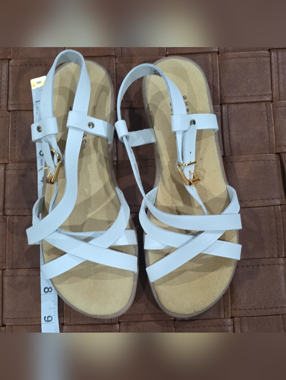 VINTAGE GH Bass Sunjuns Margie Classic White Leather Slingback Sandals  Size 5